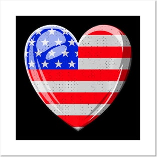 USA Heart Shape American Flag Patriotic Pride 4th Of July Posters and Art